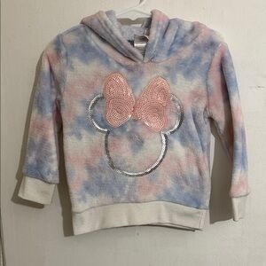 Disney Pink and Blue Tie-Dye Hoodie with Sequin Bow